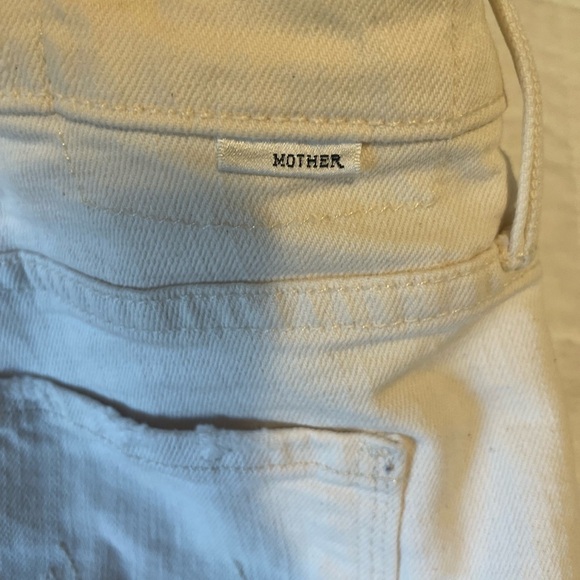 Mother Denim The Flirt Chew Ankle Unnatural Acts Ivory Straight Jeans Sz 25 High - Picture 7 of 16